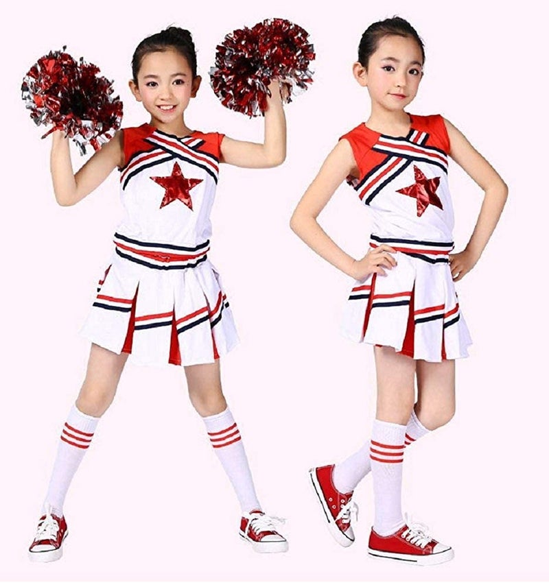 LOLANTA Big Girls Cheerleader Uniform Outfit Cheerleading Costume Fun Varsity Brand Youth Red White (Red, 8-10) - Image 5